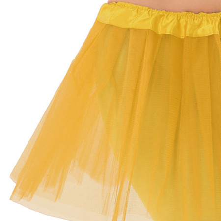Dames verkleed rokje/tutu  - tule stof met elastiek - geel - one size