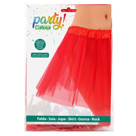 Dames verkleed rokje/tutu  - tule stof met elastiek - rood - one size