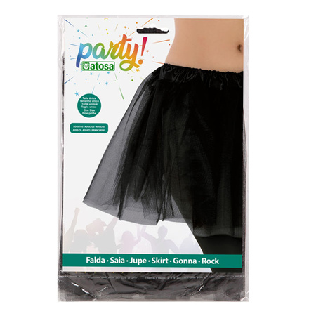 Dames verkleed rokje/tutu  - tule stof met elastiek - zwart - one size