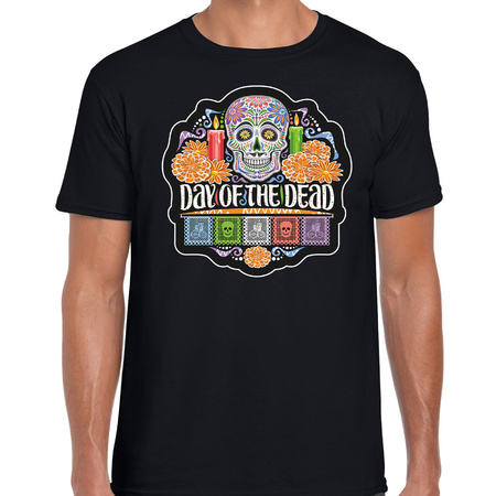 Day of the dead / Dag van de doden Halloween verkleed t-shirt / outfit zwart voor heren
