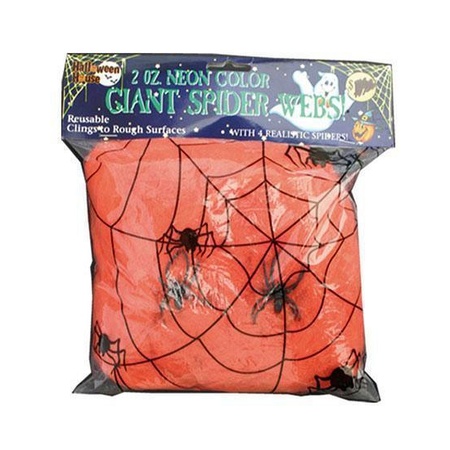 Decoratie spinnenweb oranje 50 gram