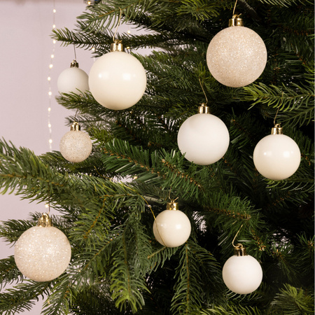 Decoris kerstballen - 30x - kunststof - wol wit - 4, 5 en 6 cm