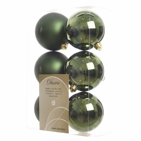 Kerstversiering kunststof kerstballen mix lichtroze/donkergroen 6-8-10 cm pakket van 44x stuks