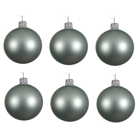 Decoris kerstballen - 6x st - mintgroen - 6 cm - glas - mat - kerstversiering