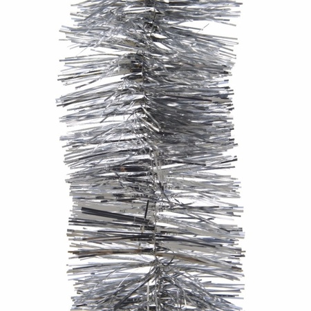 Kerstversiering kunststof glitter ster piek 19 cm en folieslingers pakket zilver van 3x stuks