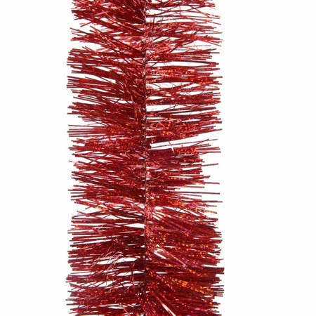 Kerstversiering kunststof kerstballen 6-8-10 cm met folieslingers pakket rood van 28x stuks