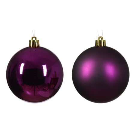 Plastic mini christmas baubles - 16x pcs - 4 cm - purple