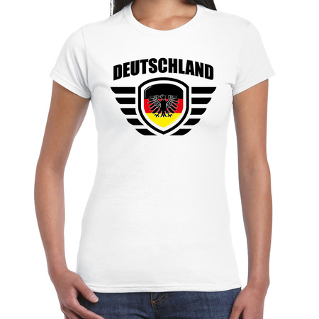 Deutschland landen / voetbal t-shirt wit dames - EK / WK voetbal