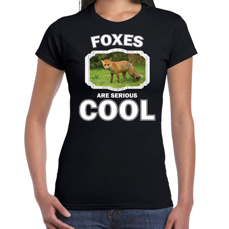 Dieren bruine vos t-shirt zwart dames - foxes are cool shirt