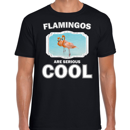 Dieren flamingo t-shirt zwart heren - flamingos are cool shirt