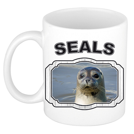 Dieren grijze zeehond beker - seals/ zeehonden mok wit 300 ml  