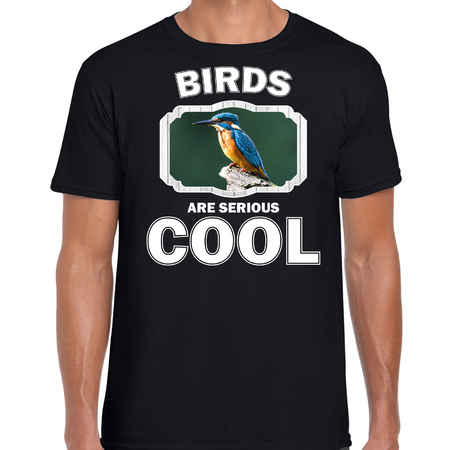 Dieren ijsvogel zittend t-shirt zwart heren - birds are cool shirt