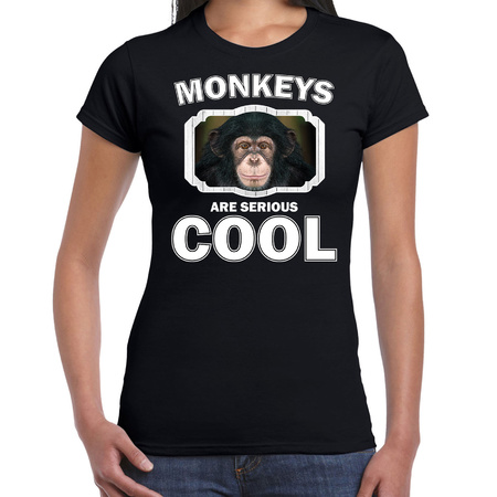 Dieren leuke chimpansee t-shirt zwart dames - monkeys are cool shirt