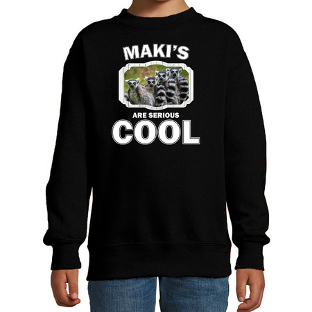 Dieren maki familie sweater zwart kinderen - makis are cool trui jongens en meisjes