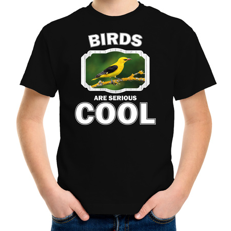Dieren wielewaal vogel t-shirt zwart kinderen - birds are cool shirt jongens en meisjes