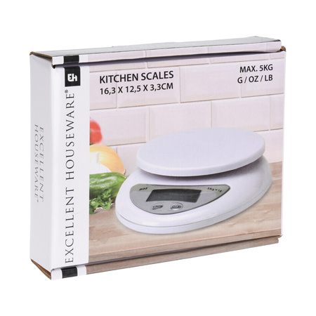 Digital kitchen scale - white - plastic - 16 x 13 cm