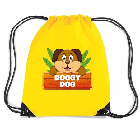 Doggy Dog de hond rugtas / gymtas geel voor kinderen