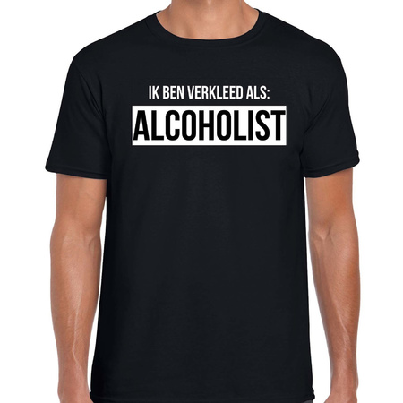 Drank t-shirt verkleed als alcoholist zwart voor heren - Drank t-shirt