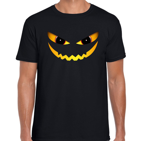 Duivel gezicht halloween verkleed t-shirt zwart voor heren
