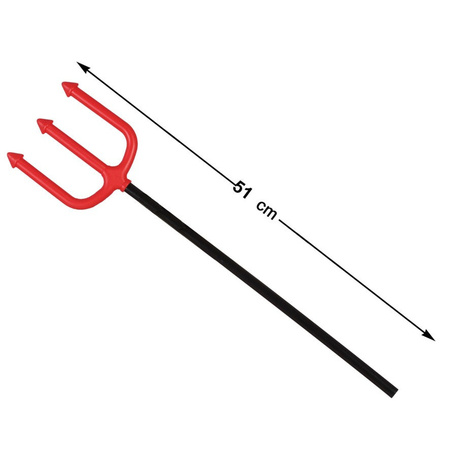 Duivel Trident/drietand vork - 51 cm - rood - plastic - verkleed accessoires