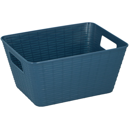 1x Plastic storage basket blue 26 x 20 x 13 cm