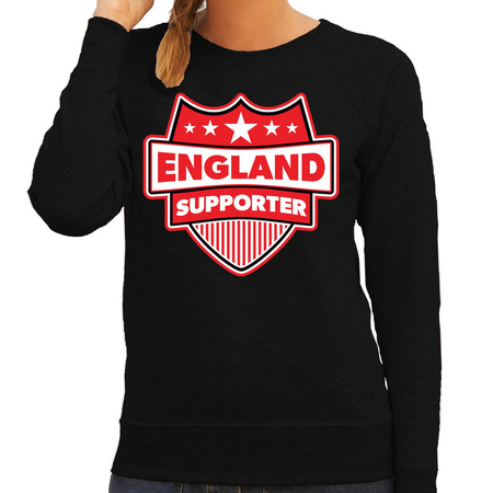 Engeland / England schild supporter sweater zwart voor dames