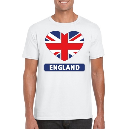 Engeland hart vlag t-shirt wit heren