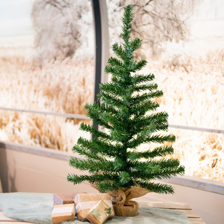 Mini kerstboom/kunst kerstboom H75 cm inclusief kerstballen zilver