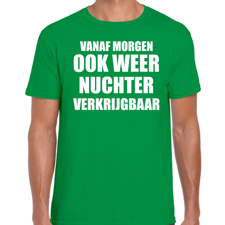 Feest t-shirt morgen nuchter verkrijgbaar groen voor heren