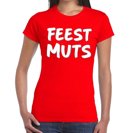 Feestmuts fun t-shirt rood dames