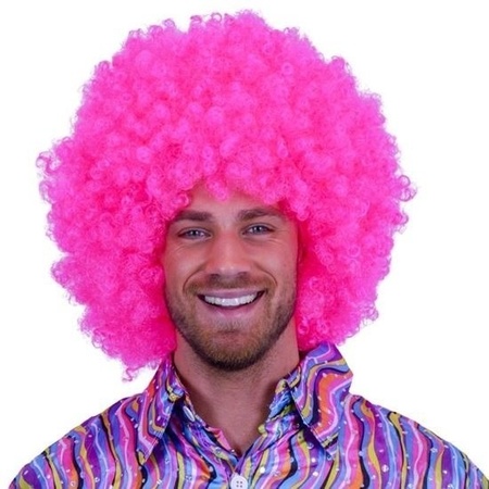 Neon pink clowns wig