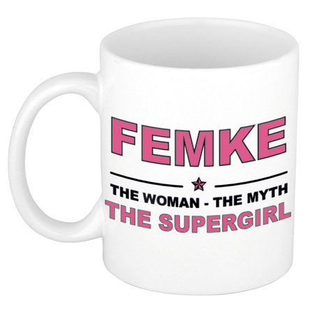 Femke The woman, The myth the supergirl cadeau koffie mok / thee beker 300 ml