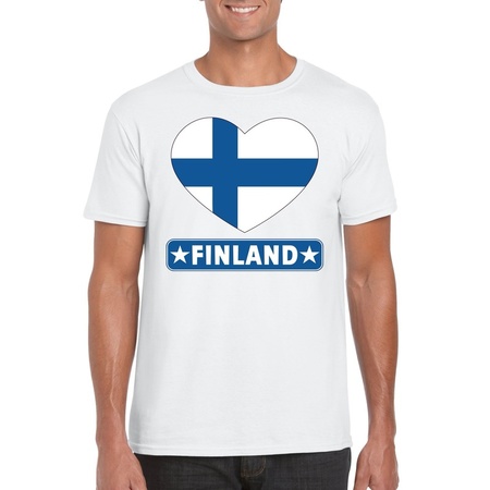 Finland hart vlag t-shirt wit heren