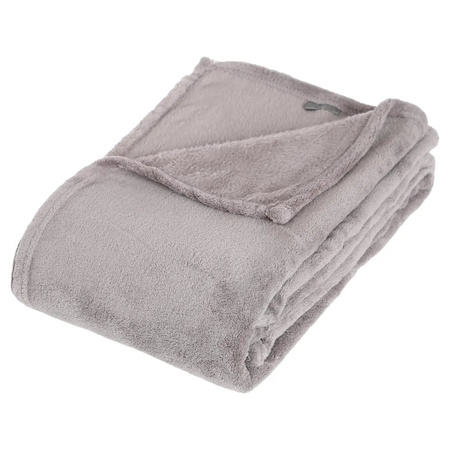 Fleece deken/plaid Lichtgrijs 130 x 180 cm en een warmwater kruik 2 liter