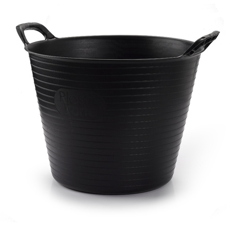 Black flexible buckets/laundry baskets 25 liters 42 x 38 x 33 cm