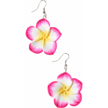 Flower Power verkleed thema roze bloemen oorbellen