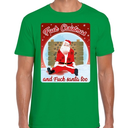 Christmas t-shirt fuck christmas green for men