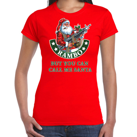 Fout Kerstshirt / outfit Rambo but you can call me Santa rood voor dames