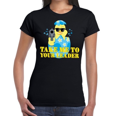 Fout paas t-shirt zwart take me to your leader voor dames