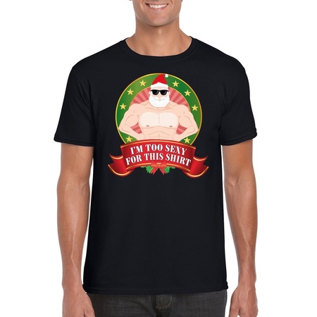 Ugly Christmas t-shirt black Im too sexy for this shirt for men