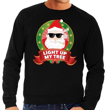 Christmas sweater black Light Up My Tree for men