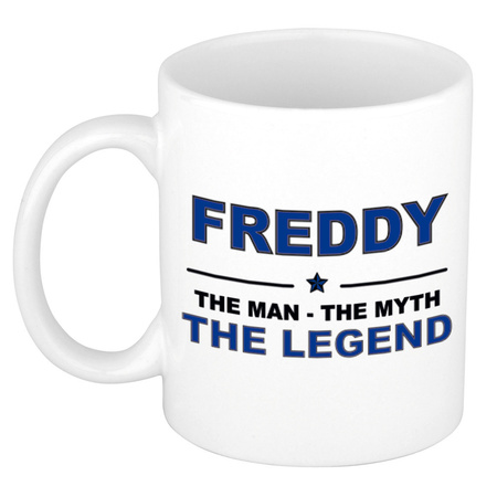 Freddy The man, The myth the legend cadeau koffie mok / thee beker 300 ml