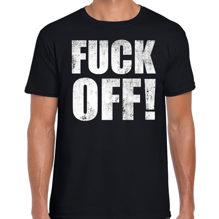 Fuck off protest t-shirt zwart voor heren
