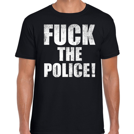 Fuck the police protest t-shirt zwart voor heren