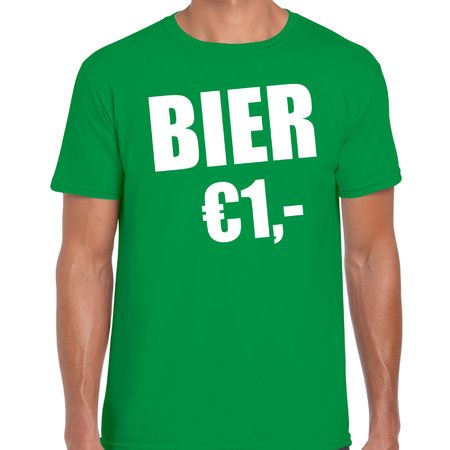 Fun t-shirt bier 1 euro groen voor heren