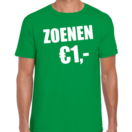Fun t-shirt zoenen 1 euro groen voor heren