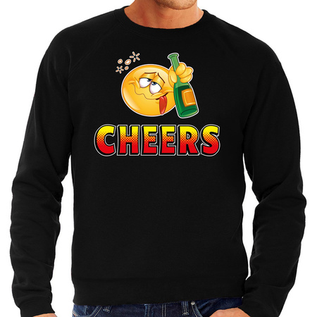 Funny emoticon sweater Cheers zwart heren