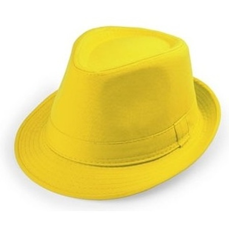 Geel trilby verkleed hoedje voor volwassenen