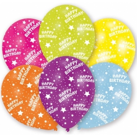 Gekleurde verjaardags ballonnen 6x stuks