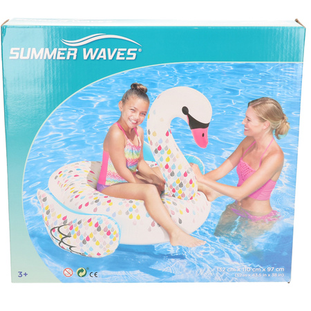 Coloured swan inflatable swim air bed 115 x 138 x 98 cm kids toy